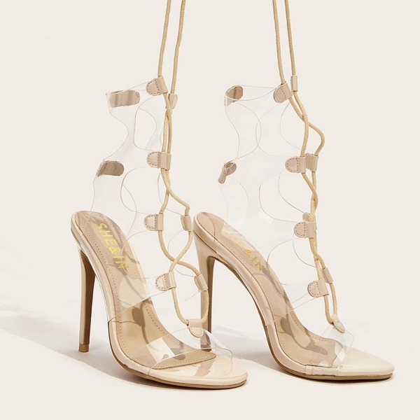 

Clear Lace-up Stiletto Heels