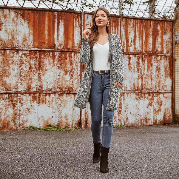 

Pocket Patch Hooded Cardigan, Grey