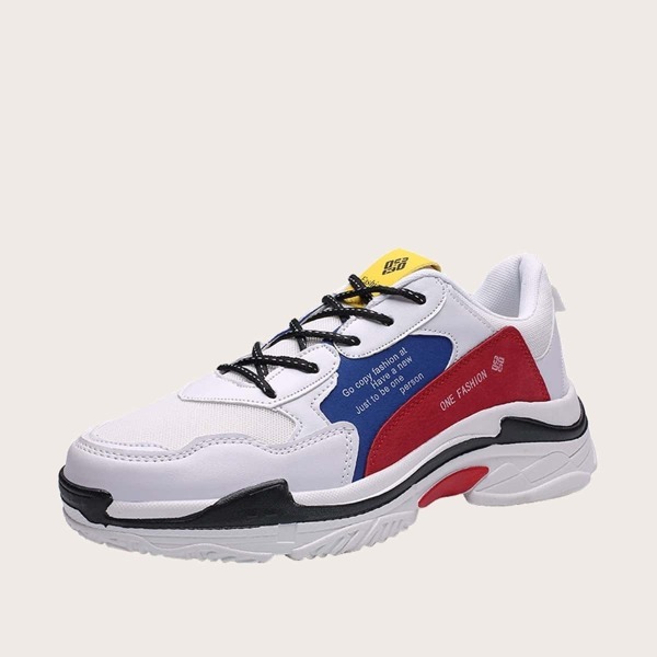 

Men Slogan Print Lace-up Front Chunky Sneakers
