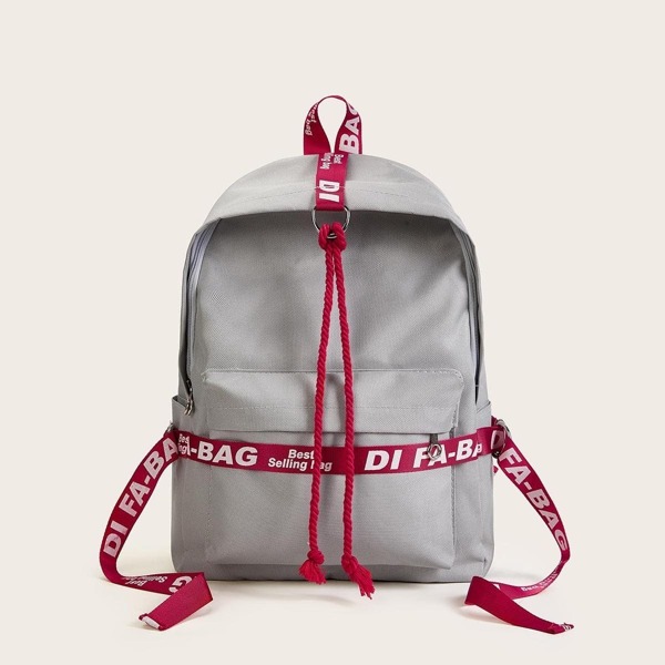 

Slogan Ribbon Decor Backpack