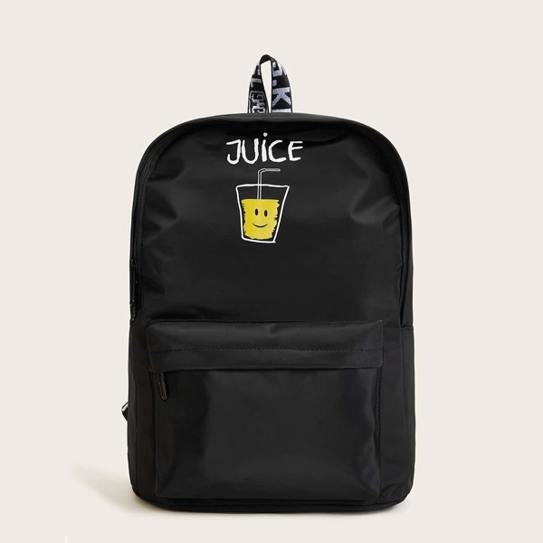 

Letter Print Pocket Front Backpack