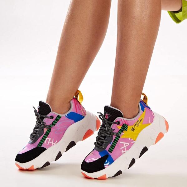

Lace-up Front Chunky Sneakers, Multicolor