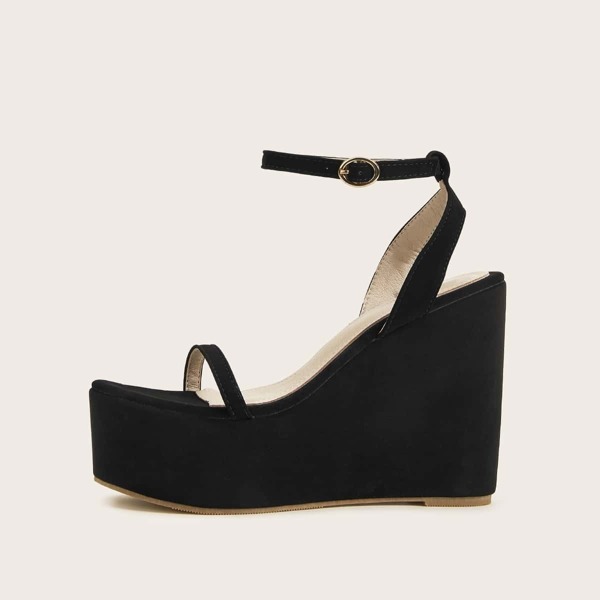 

Two Part Ankle Strap Platform Wedges
