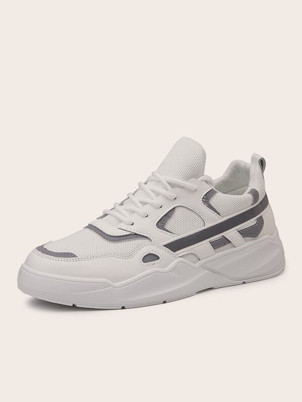 

Men Lace-up Front Mesh Trainers, White
