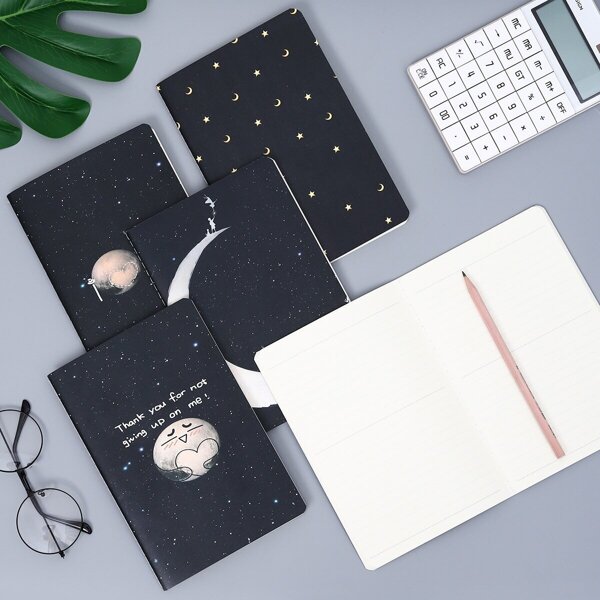 

Starry Sky Print Cover Notebook Set 4pcs
