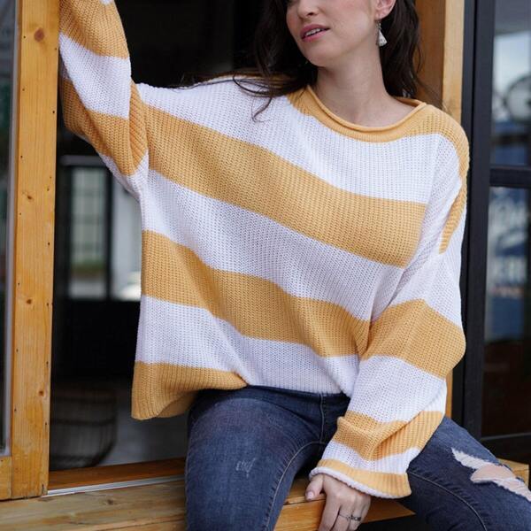 

Striped Drop Shoulder Round Neck Jumper, Multicolor