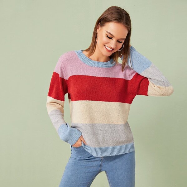 

Round Neck Cut And Sew Sweater