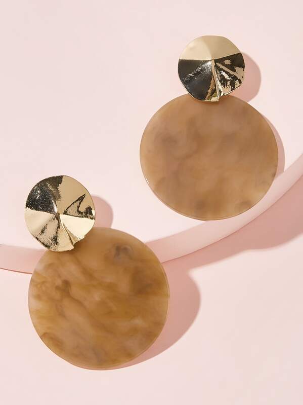 

Two Tone Round Drop Earrings 1pair, Multicolor