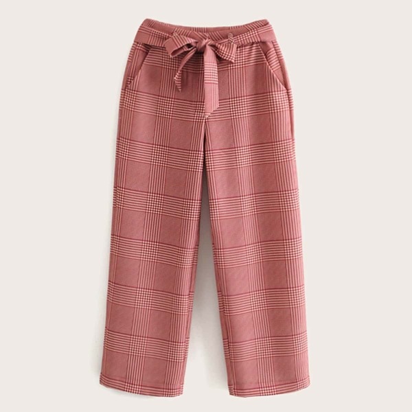 

Plaid Self Tie Wide Leg Pants