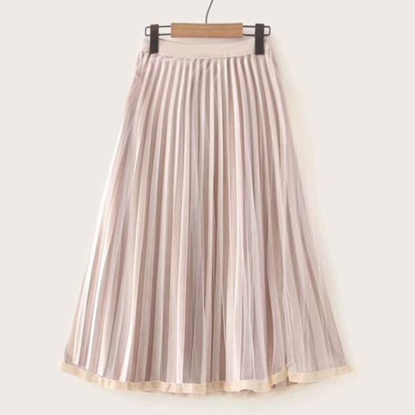 

Mesh Panel Elastic Waist Pleated Skirt, Pink pastel