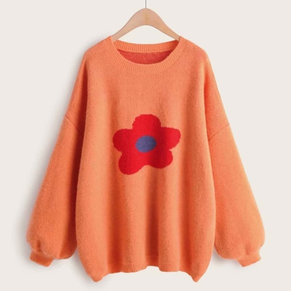 

Floral Pattern Drop Shoulder Sweater