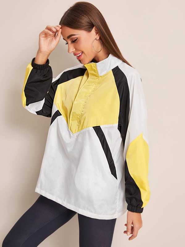 

Cut And Sew Panel Windbreak Jacket, Multicolor, Hanna