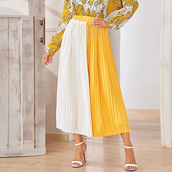 

Two Tone Pleated Skirt, Multicolor