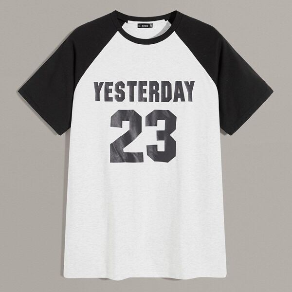 

Men Raglan Sleeve Letter Graphic Tee