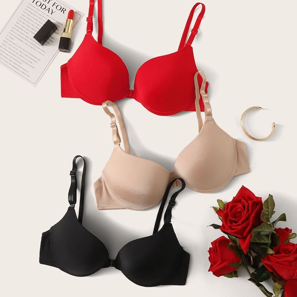 

Push Up Underwire Bra Set 3pack, Multicolor