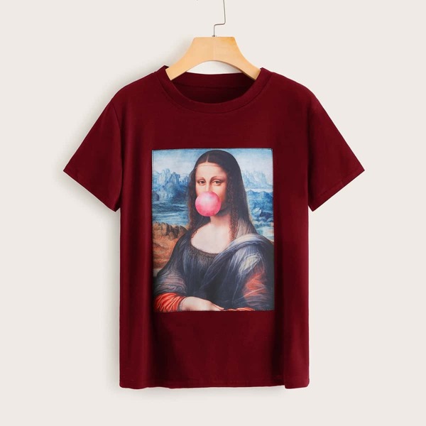 

Figure Graphic Round Neck Tee, Burgundy