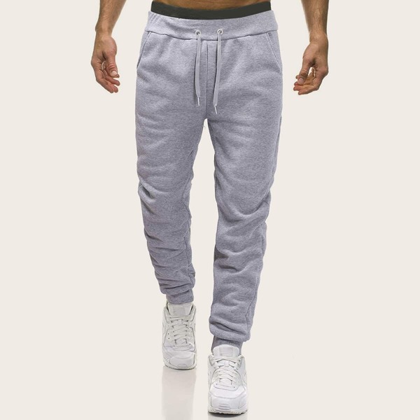 

Men Pocket Side Drawstring Sweatpants, Grey
