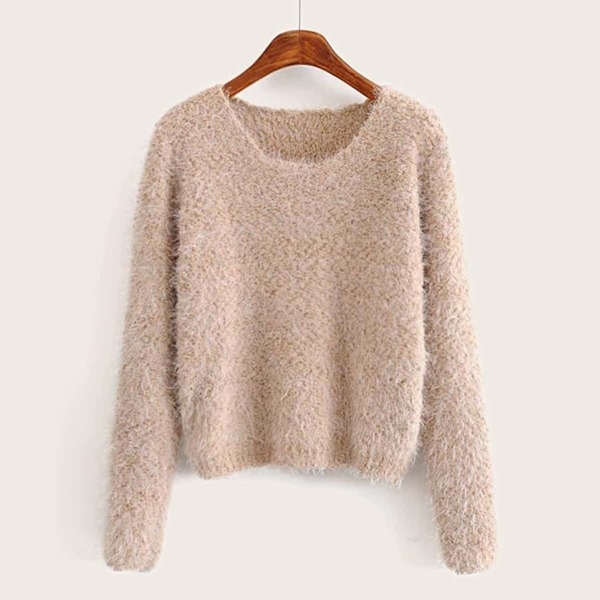 

Mohair Round Neck Fuzzy Sweater