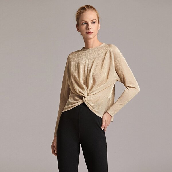 

Premium Twist Front Glitter Top