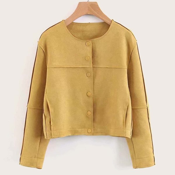 

Solid Button Through Suede Jacket