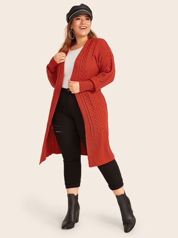 

Plus Mix Knit Drop Shoulder Cardigan, Red, Ray