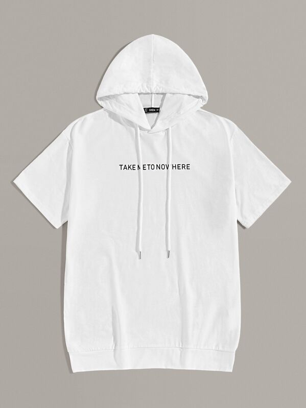 

Men Slogan Graphic Drawstring Hoodie, White
