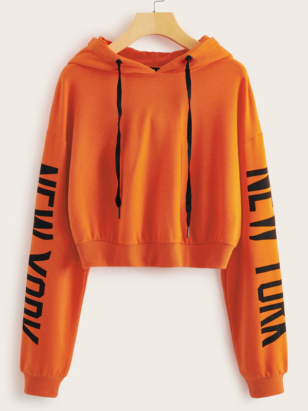 

Neon Orange Slogan Graphic Hoodie, Racquelle Lawrence