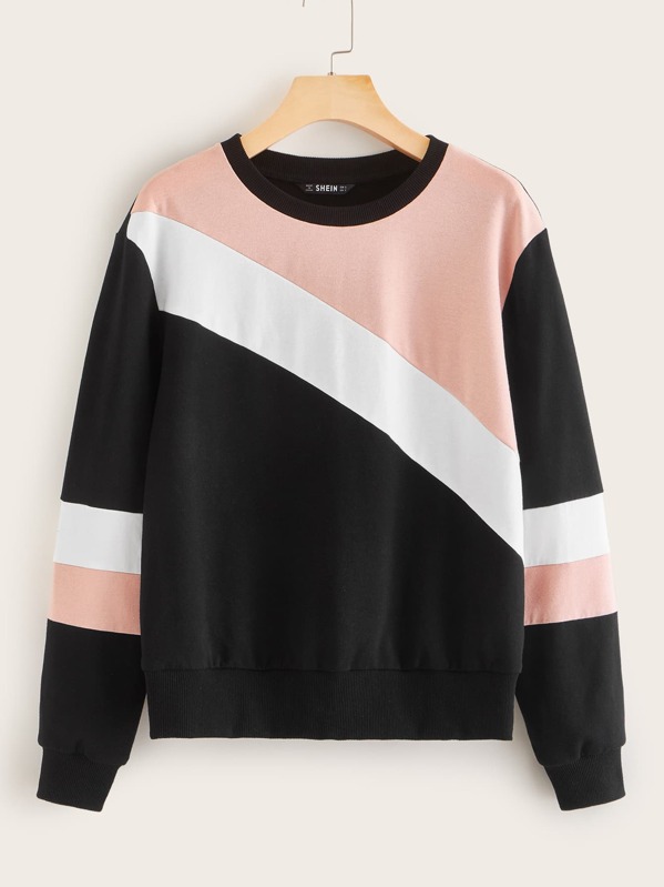 

Round Neck Colorblock Sweatshirt, Multicolor, Carol A