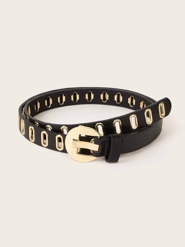 

Hollow Out Metal Buckle Belt, Black
