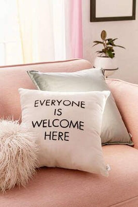 

Slogan Print Cushion Cover, Black and white