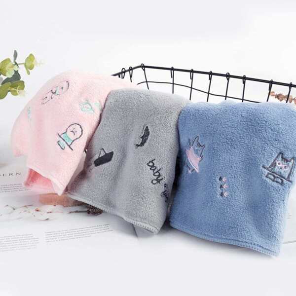 

Cartoon Pattern Embroidered Towel 1pc