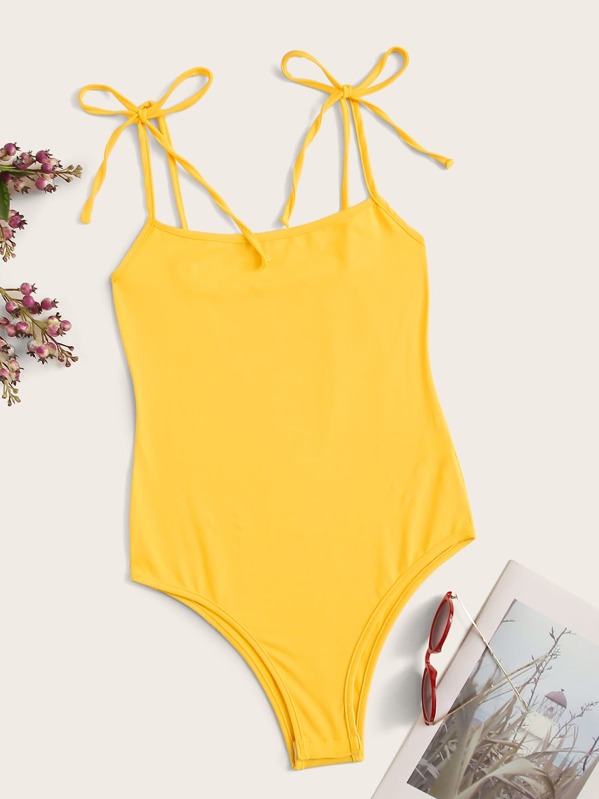 

Self Tie Cami Bodysuit, Yellow
