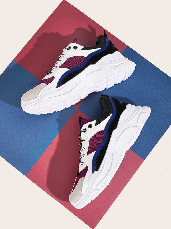 

Men Lace-up Front Chunky Sneakers, Multicolor