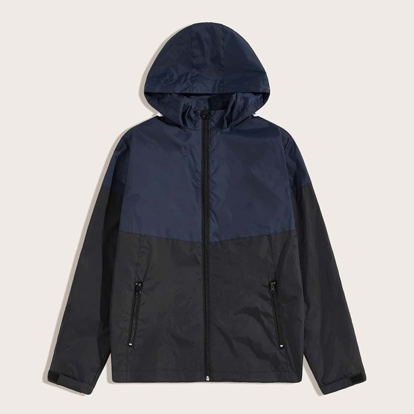 

Men Two Tone Hooded Windbreaker Jacket