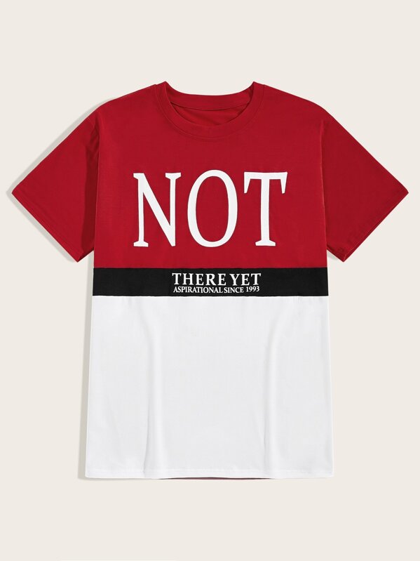 

Men Cut And Sew Letter Print Tee, Multicolor