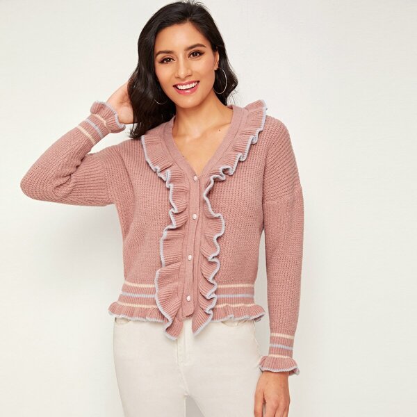 

Ruffle Trim Button Through Cardigan