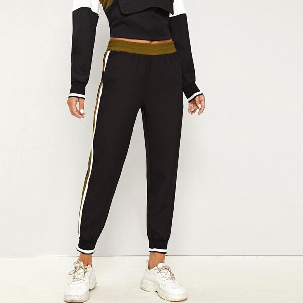 

Elastic Waist Side Stripe Sweatpants, Black