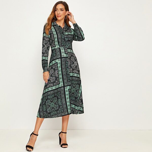 

Paisley Print Button Through Shirt Dress, Multicolor