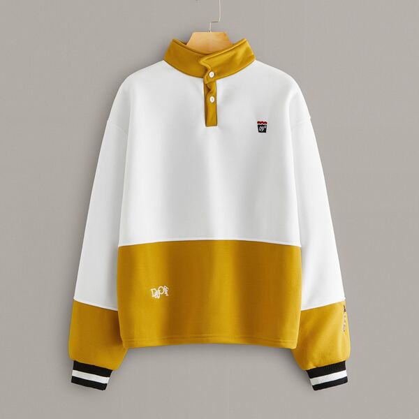 

Two Tone Contrast Polo Neck Sweatshirt