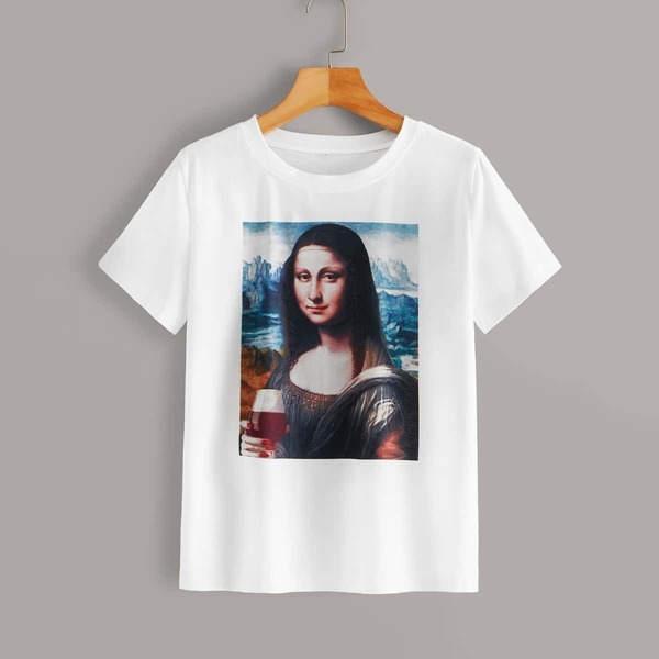 

Round Neck Figure Print Tee