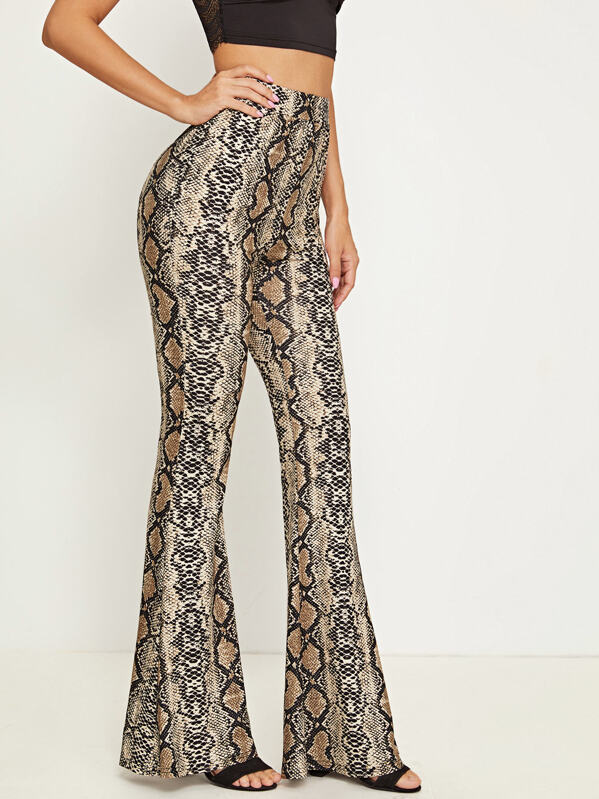

Snakeskin Print Flare Leg Pants, Multicolor, Denise