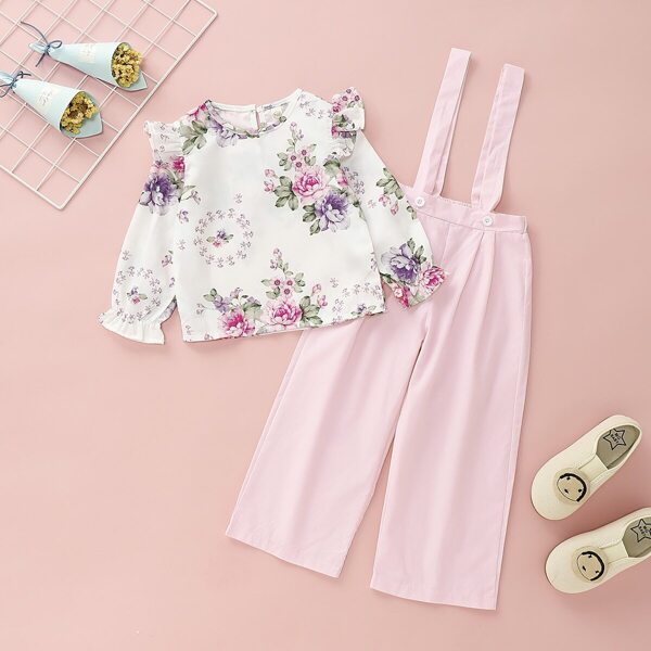 

Toddler Girls Floral Ruffle Blouse With Pants, Multicolor