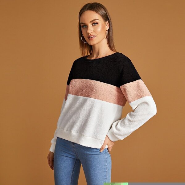 

Cut-and-sew Teddy Sweatshirt, Multicolor