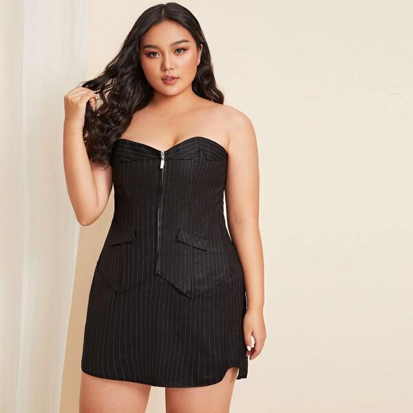 

Plus Zipper Lace Up Back Shapewear Dress