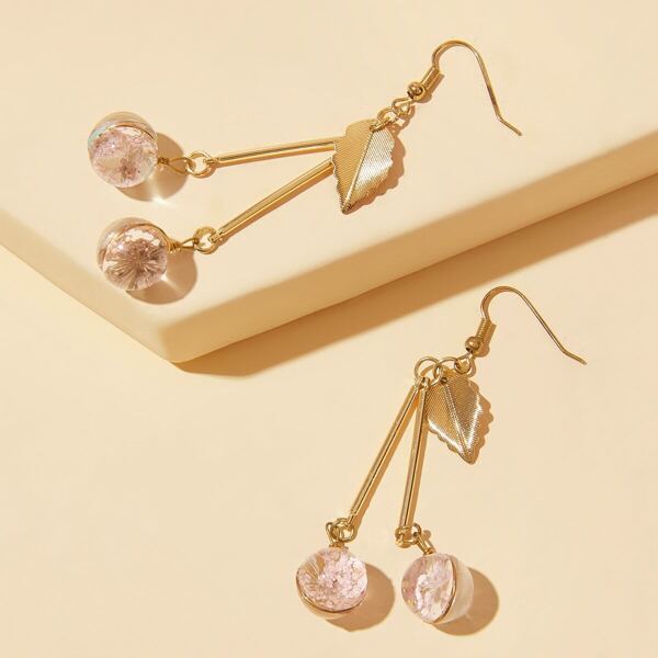 

Leaf Decor Cherry Drop Earrings 1pair, Gold