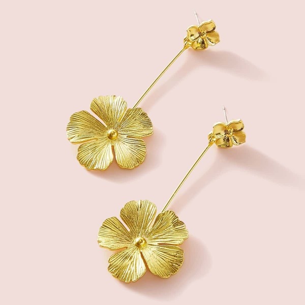 

Flower Drop Earrings 1pair, Gold