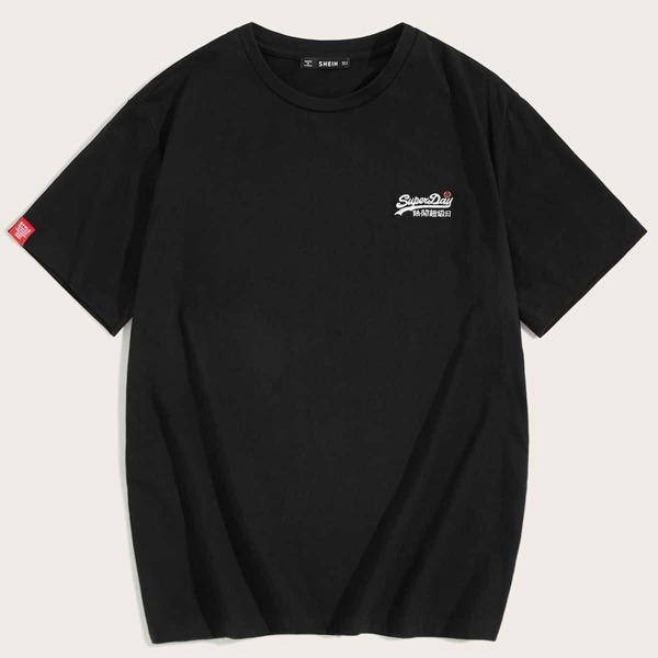 

Men Embroidery Detail Tee, Black