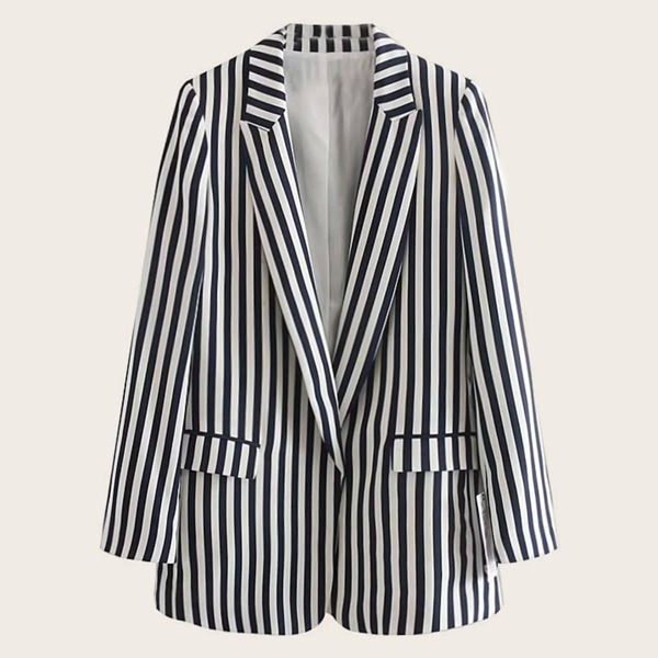 

Striped Shawl Collar Button Detail Blazer
