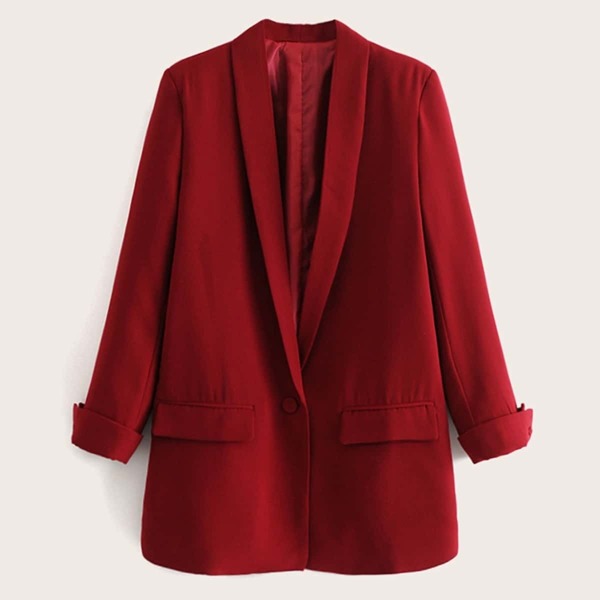

Solid Shawl Collar Single Button Blazer