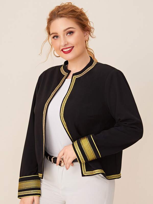 

Plus Contrast Gold Tape Jacket, Black, Nora